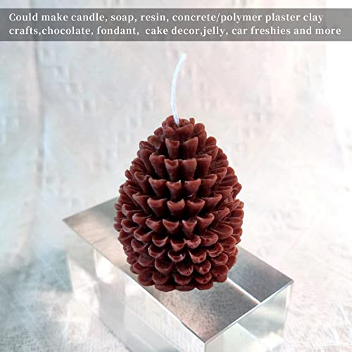 2Pcs 3D Pine Cone Candle Molds Silicone Resin Candle Mold Christmas Pinecone Candle Soap Beeswax Fondant Chocolate Mould For Epoxy Resin Concrete Diy Gift Ornament Mold Autumn Table Home Decor #TOP3