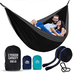 Vigel Camping Hammock – XL Double Hammock 500 Lb Capacity – Nylon Hammock – 2 Person Hammock – Portable Tree Hammock – Hammocks for Outside – Camping Accessories for Outdoor, Travel, Hiking
