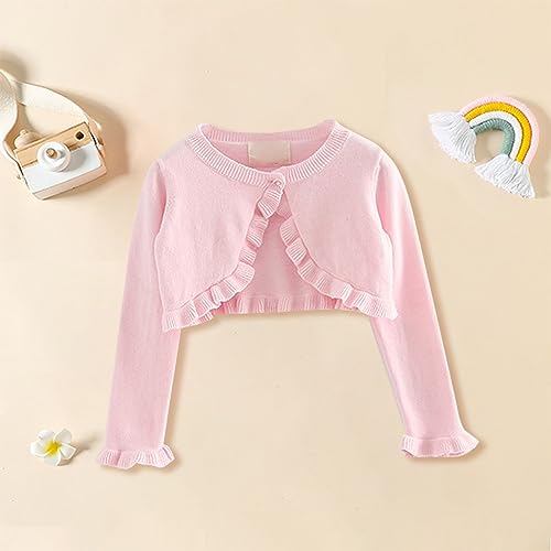 Kids Girls Ruffled Knitted Sweater Cardigan Solid Color Single Button Long Sleeve Sweatshirt Casual Spring Fall3