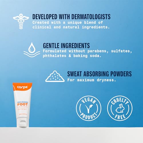 Carpe Sweat Absorbing Foot Lotion, A dermatologist-recommended solution to stop sweaty, smelly feet, Helps prevent blisters, Great for hyperhidrosis - Image 2