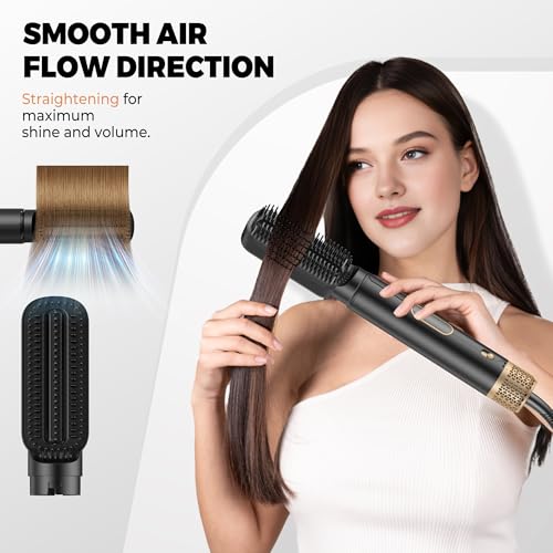 Image of Blow Dryer Brush 5 in 1 Set,Negative Ion Air Curling Wrap Air Curler, Hot Air Styler Round Brush Blow Dryer Curling Iron Hair Styling Tools Gift for Dry,Volumize, Straight,Curl,100-120V
