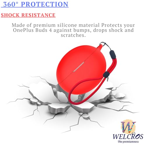Image of WELCROS Soft Silicone Protective Case Cover for OnePlus Buds 4 (Lanyard Red)
