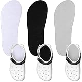 Velmitten 3 Pairs Shoe Insole for Clog Garden Shoe Liner Washable Barefoot Insert Sockless Pad for Women Men Nurse(Black, White, Gray)