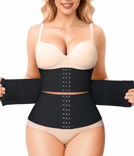 KUMAYES Gaine Amincissante Ventre Plat Femme Invisible Corset Minceur Ceinture Amincissante Waist Trainer Post Partum Serre Taille Body Sculptant Sport (Noir, XXXL) – vue 7