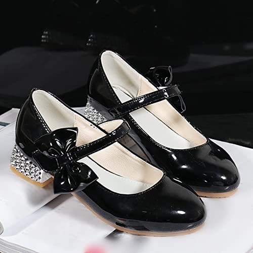 Girls Mary Jane Dress Shoes for Kids Bowknot Hook and Loop Low Heel Flower Girl Wedding Flat𝘀 Princess Shoes4