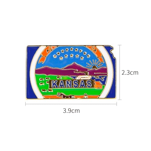 Image of State Shaped Map Lapel Metal Pin Enamel Brooch Keepsake Beautifully Designed for Backpack Hat