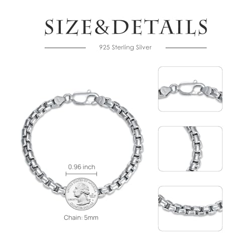 Pulsera de plata 925 eslabón caja 5mm 7 pulgadas miniatura 5