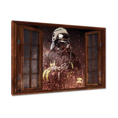 Tableau pompier professionnel 120x80cm - Idée cadeau décoration murale toile H9660M