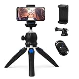 - INKLUSIVE ZUBEHÖR: HITSLAM iPhone Stativ enthält auch Bluetooth-Fernbedienung, universelle Telefonhalterung, GoPro-Adapter und abnehmbaren Kugelkopf.