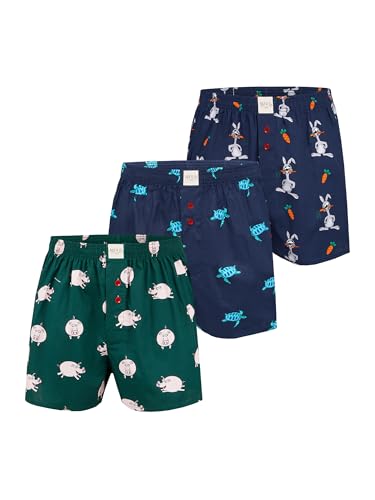 Phil & Co. Berlin Herren Boxer 3-Pack Fun Motives - Prints 1 - Größe XL