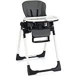INFANS High Chair for Babies & Toddlers, Foldable Highchair with Multiple Adjustable Backrest Footrest Seat Height, Removable Tray, Detachable PU Leather Cushion, Built-in Rear Wheels (Dark Gray)