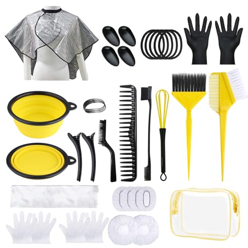 SOFYE Kit de tintura de cabelo, 30 peças, kit de coloração de cabelo, conjunto de escova e tigela co