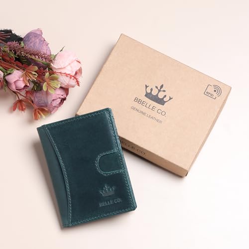 Image of Genuine Leather Bifold RFID Blocking Slim Stylish Credit Debit ATM Card Holder Wallet for Men Women (Bottle Green)