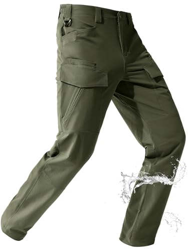 FREE SOLDIER Men's Tactical Water Repellent Ripstop Cargo Work Pants Men Hiking Nylon Spandex Trousers with 8 Pockets