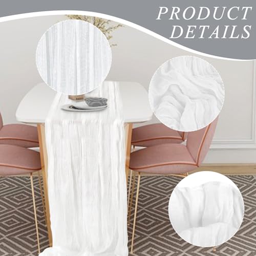 12 Pack Cheesecloth Table Runner, Runner Gauze Boho Wedding Decor Romantic Table Runner for Wedding Birthday Party(35" x 118") (White) by KEEPSHOWING - Image 3