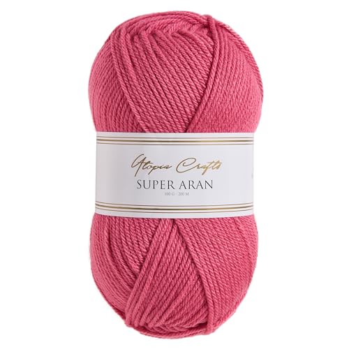 Utopia Crafts Super Aran Knitting and Crochet Yarn 100g (Petal Pink)