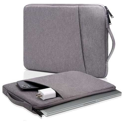 MONWO Capa Case para Notebook Aveludada com Alça e Bolso Externo com Zíper, À Prova d'água, À Prova de Choque (Cinza Escuro, 13-13,3Pol)