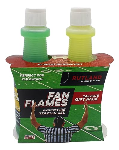Rutland Products 4953 Fan Flames Football Team Colors Fire Starter, Green & Yellow