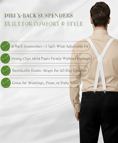 Image of Dibi Suspenders for Men - Adjustable X back Suspender with 4 Strong Clips
