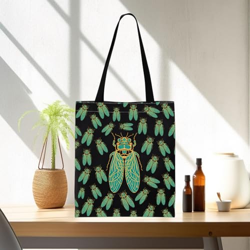 Bolsa tote veraniega PWHAOO con diseño de cigarras miniatura 2