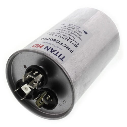 80/7.5 MFD Round Dual Motor Run Capacitor (440/370V)