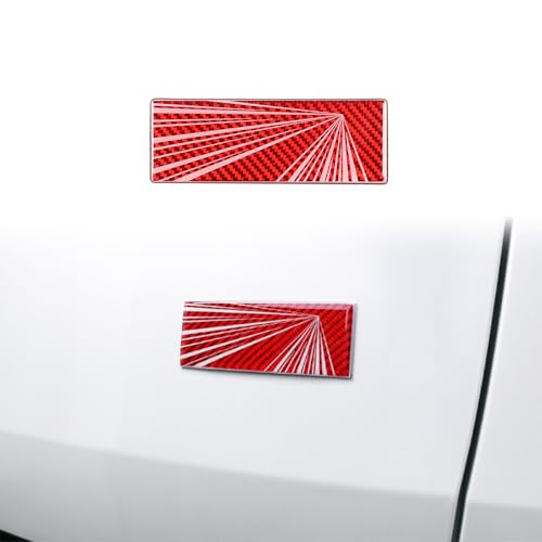Image of Fit for Real Carbon Fiber Dual Motor Badge Emblem Sticker Plaid Decor Compatible for Model Y Juniper Souvenir Edition Accessories(Red)
