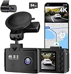 Dash Cam Front and Rear: 4K+2.5K Dual Channel Dash Cam-5GHz WiFi, GPS Dash Camera for Cars with 64GB Card, 2.0" IPS Screen, App Control,G-Sensor,Loop Recording,170°Wide Angle,Night Vision,Parking Mode