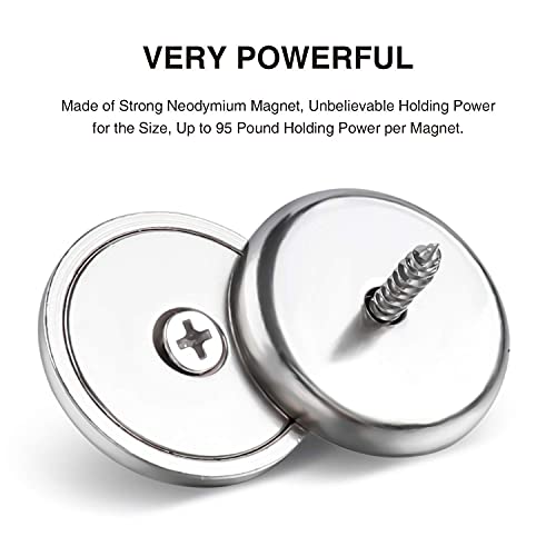Image of DIYMAG Magnets with Countersunk Hole,1.26 Inch 110LBS 24 Pack | Heavy Duty Magnet Rare Earth Neodymium Strong Round Base Cup and Stainless Screws for Refrigerator,Office,Craft