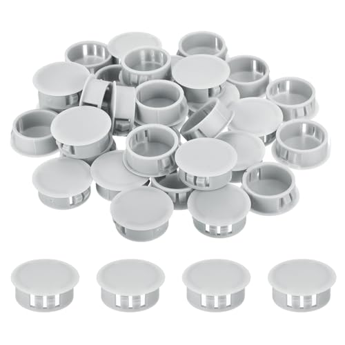 Image of MECCANIXITY 64PCS 25mm(1 inch) Light Gray Plastic Hole Plugs, Flush Type Panel Hole Plugs Insert End Caps for Locking Hole Tubes Furniture Cabinet