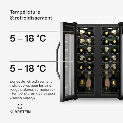 Vinamour Cave À Vin 2 Zones De Réfrigération 7 Étagères Commande Tactile Protection Uv - vue 5