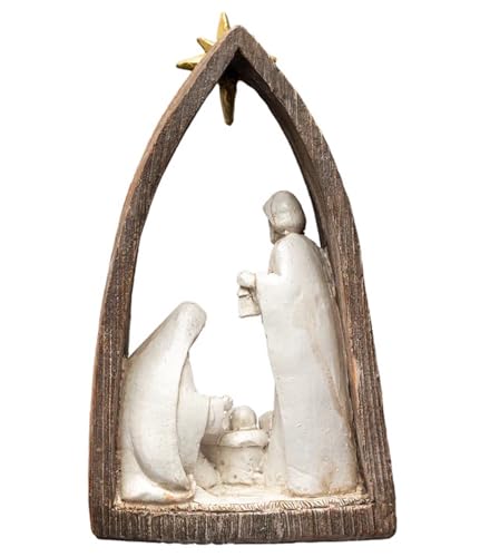 Image of Boston International Christmas Nativity Scene Tabletop Winter Holiday Decorations for Home, 4.5 inch x 7.75 inch, Neutral Nativity