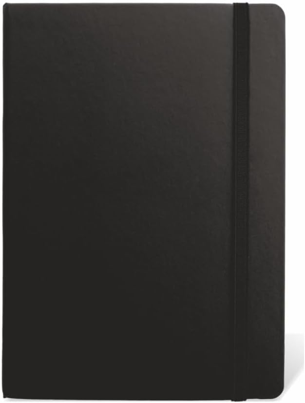 Fluct A5 Plain Journal | 160 Pages | 80gsm | Matte Finish PVC Cover Notebook | pH Neutral And Acid Free Paper | Matching Elastic Closure | Unruled Sheets Good For Journaling, Offices (Black)
