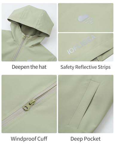 Image of Kids Rain Jacket Lightweight Waterproof Rain Coats Outerwear with Hood for Boys Girls Size 5-15