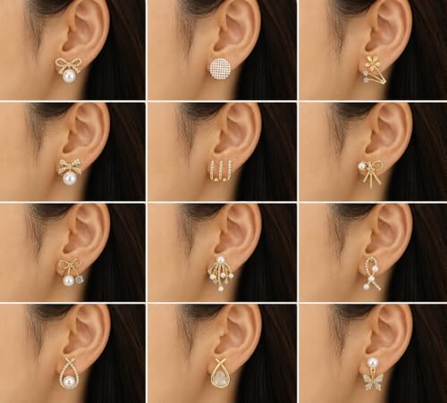 Image of Shining Diva Fashion 12 Pairs Set Earrings for Women Girls with Stylish Organizer Box | Valentine Birthday Rakshabandhan Gifts for Girls Girlfriend Wife Sister