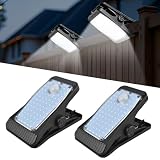 SKIKHN Clip On Solar Lights Outdoor, 2 Pack Solar Motion Sensor Lights, IP65 Waterproof, 3 Modes Solar Security Lights Outdoor, USB Rechargeable Clip Solar Lamp for Garage Patio Fence (White Light)