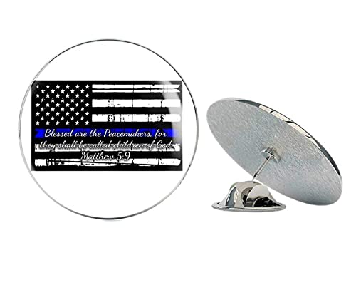 Thin Blue line USA Flag Blessed are The Peacemakers Matthew 5:9 Metal 0.75