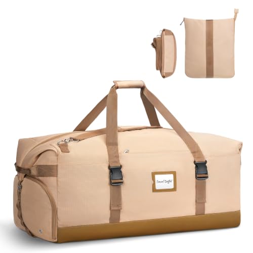 TOPEAST Foldable Large Duffle Bag for Travel with Shoes Compartment