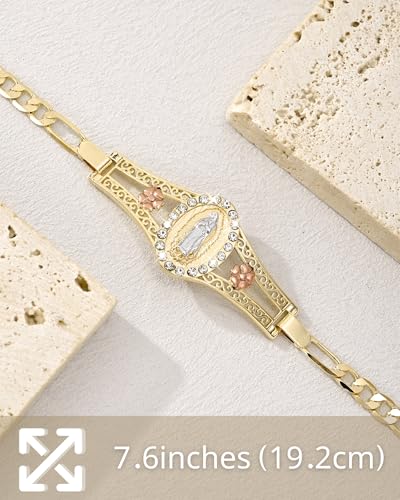 J&H DiaJuvelo Virgin Mary Bracelet for Women Catholic Trendy Cubic Zirconia Christian Dainty Charm Rhinestone Gold Jewelry Mujer Virgen de Guadalupe Pulseras Holy Gifts4