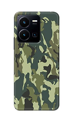 Image of Printed Hard Back Cover Case for Vivo Y35 4G Back Cover (Green Army Camouflage) -1803