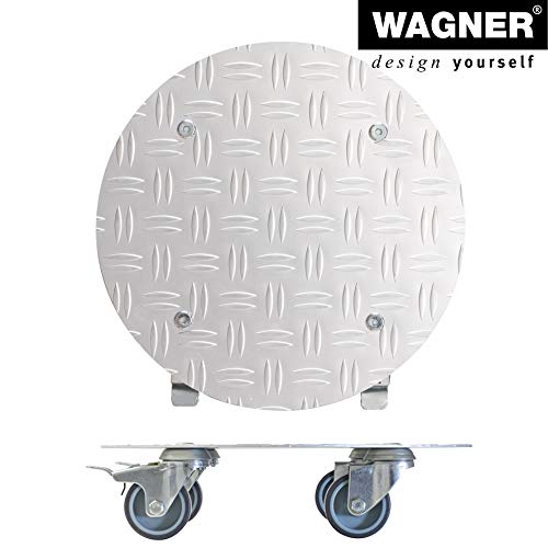 Wagner Pflanzenroller Alaska Ø 30 x 7,5 cm I Blumenroller für Außenbereich + Innenbereich I Kübelroller Aluminium I 2 Total-Feststeller I Tragkraft 100 kg I Made in DE - 20700501