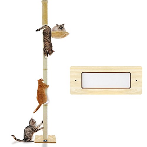 木登りキャットポール 直径10cm &キャットタワー接続用渡り板 窓付##