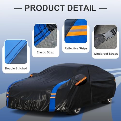 Image of Custom Fit Car Cover for Lexus ES ES300 ES330 ES350 ES300h (2001-2026), Upgraded Waterproof All Weather Outdoor Auto Cover with Driver Door Zipper & Mirror Pockets, UV /Snow /Dust Protection