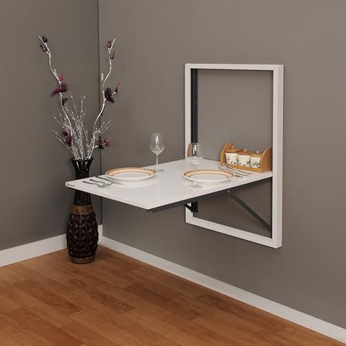Invisible Bed Wall Mounted Foldable Dining, Computer, Study Table Desk For Adults (Material: Mdf, Color: Wool White Top, Size : 25.74 X 36 X 39 Inch) Wool White, Glossy - Image 5