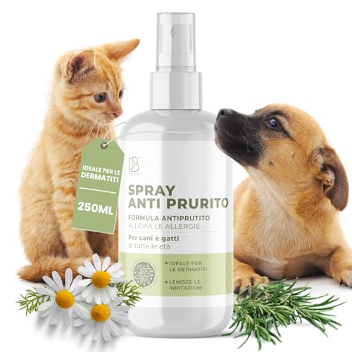Db Labo Spray Anti Prurito per Cani e Gatti 250ml | Lenisce Fastidio, Prurito e Dermatite Cane e Gatto | Formula Naturale a Base di Aloe Vera, Camomilla e Rosmarino | Sicuro, Vegan per Tutte Le età