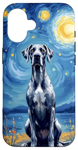 Starry Night Great Dane Case for iPhone 16