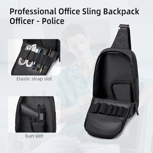 Image of Golden Wolf Sling Backpack for Men Cross Sling Bag for 9.7inch Tablet Office Handgun Bag Chest Bags Sleek Single Shoulder Bag Multi-pocket Water-resistant One Side Bag for Work Casual Daily Use, Black