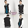 Purple Print House Custom Varsity Jacket Personalised Letterman Retro Style Sportswear Fashion Top with Any Text Image Logo or Team Badge, M, Black/White #2