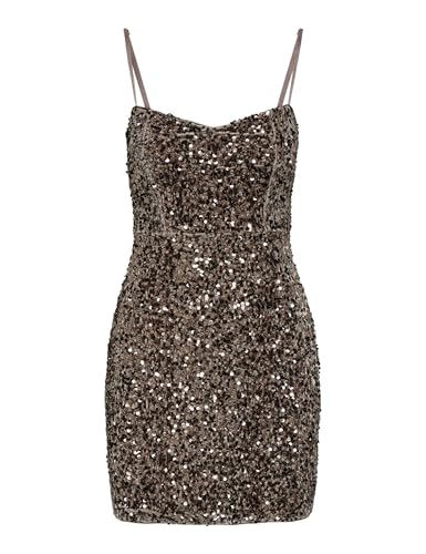 ONLY S/L Sequins Tube Dress Jrs Onlconfidence-Vestito a Tubo, Lustrini, Mountain Trail, M Donna