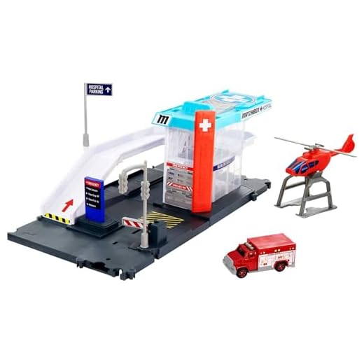 Matchbox Hospital y helicóptero de rescate Casa y vehículo de juguete (Mattel GVY83)