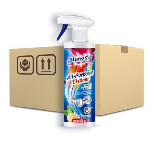 Image of BLUEOXY All Purpose Cleaner Spray - Multi-Surface Cleaner for Kitchen, Appliances, Tiles, Plastic, Marble & Granite | Non-Abrasive & Eco-Friendly | 500ml | Pack 12